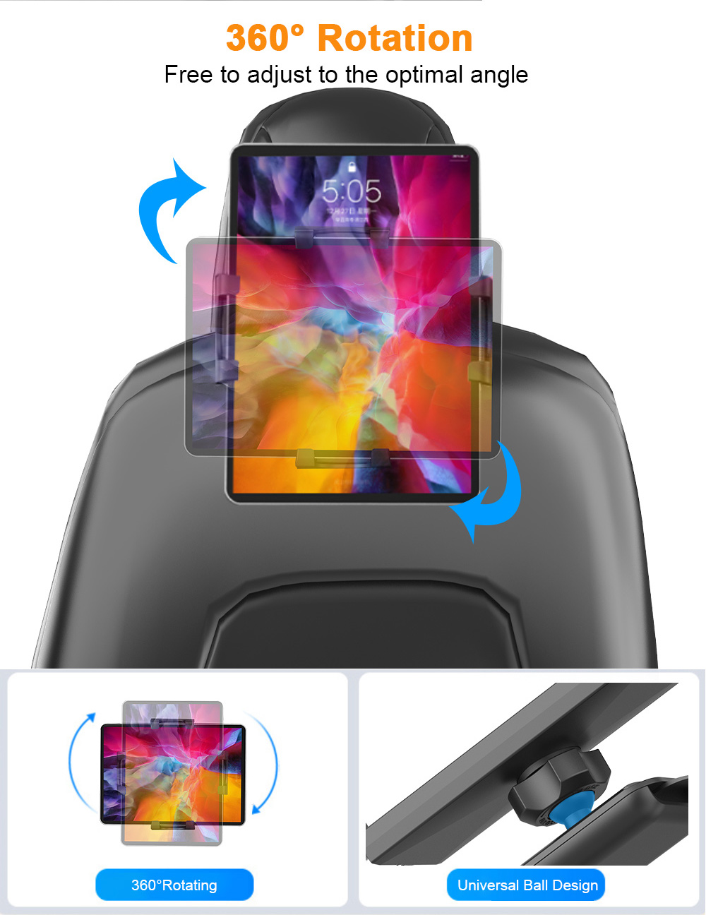 EV Car Headrest Tablet Holder