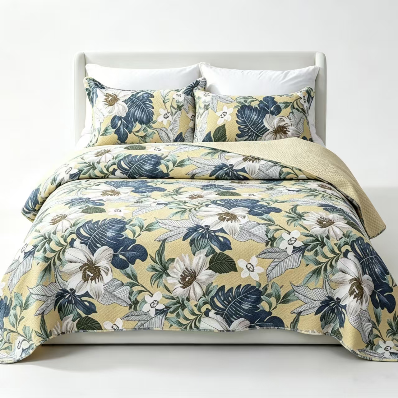 Printed 100% Cotton Green Flower Bedspread
