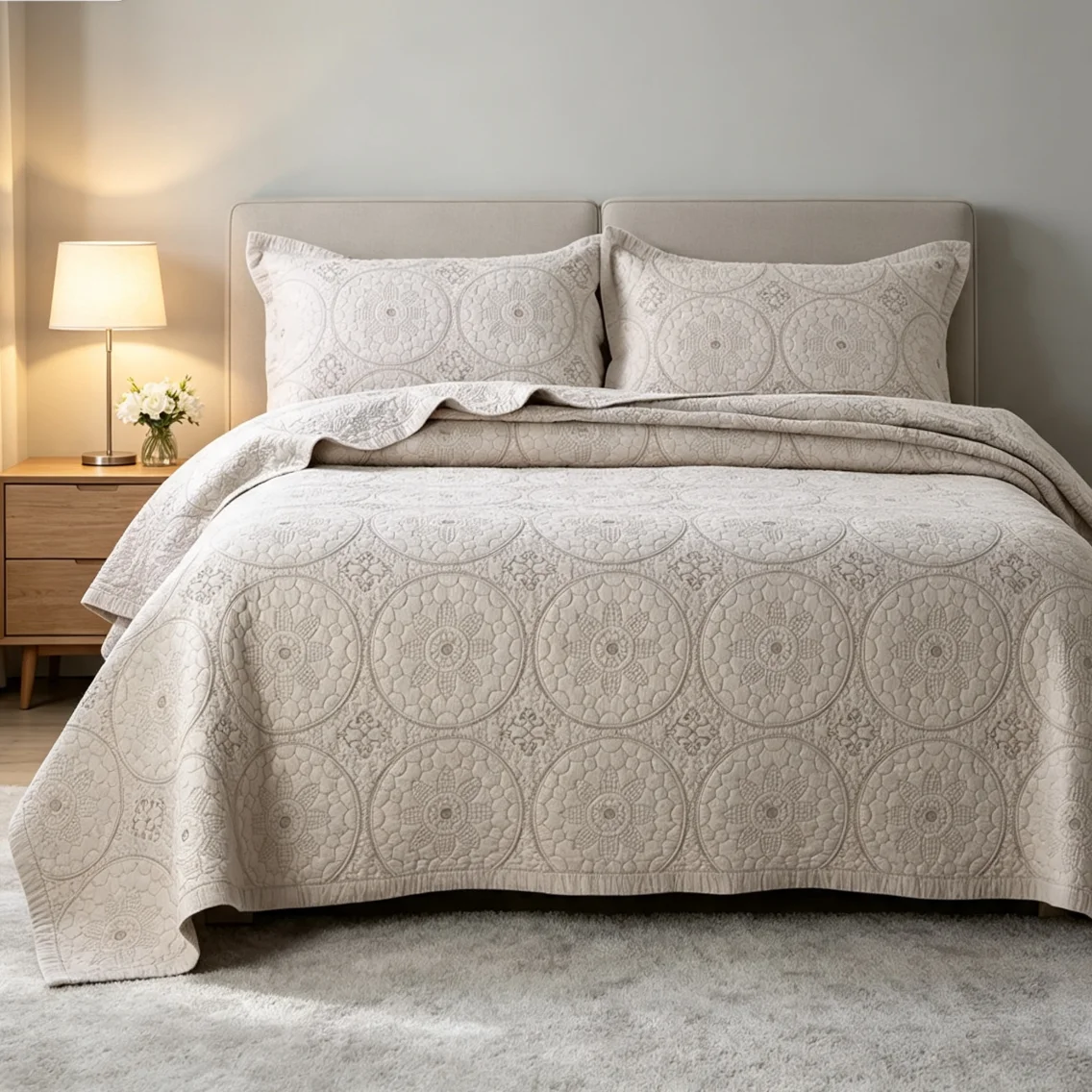 100% Cotton Light Quilted Bedspread