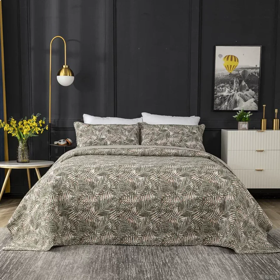 Printed 100% Cotton Green Flower Bedspread