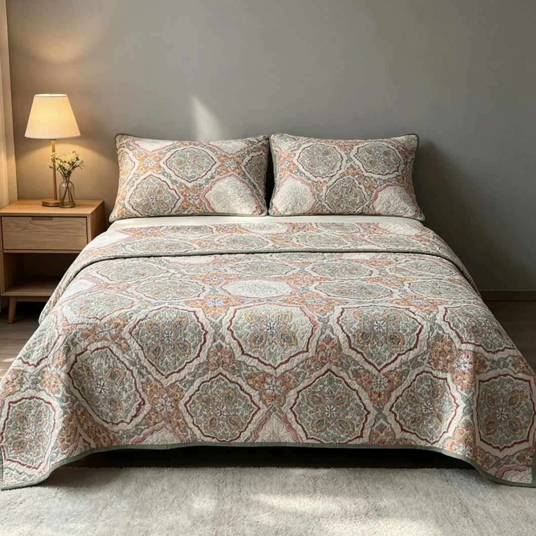 Printed 100% Cotton Modern Color Flower Bedspread
