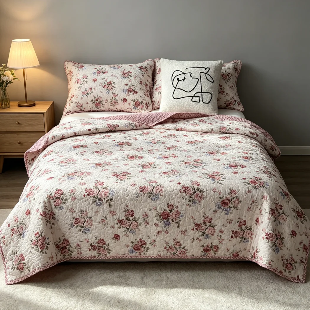 Printed 100% Cotton Flower Bedspread