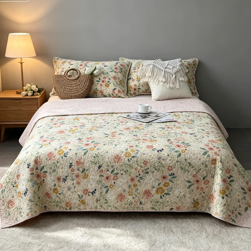 Printed 100% Cotton Floral Flower Bedspread