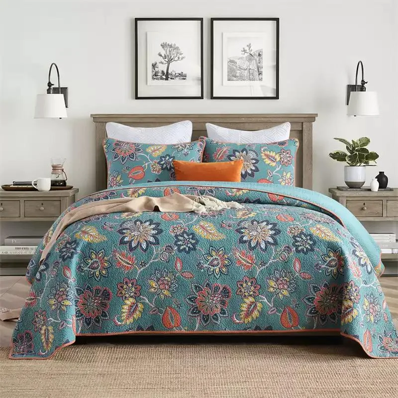 Printed 100% Cotton Floral Flower Bedspread